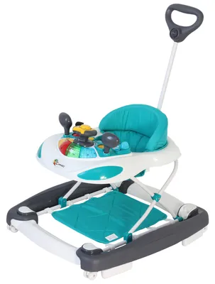 Produktbild von Clamaro Gehfrei mit Schieber und Schaukelfunktion  Lauflernhilfe Laufhilfe Baby Walker Babywippe Gehhilfe, Farbe:Türkis mit Schaukel