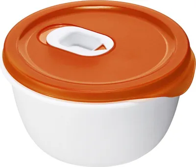Productafbeelding van Magnetronbestendige container "Clever", 0,8 liter, wit/rood, 16 x 16 x 8,5 cm