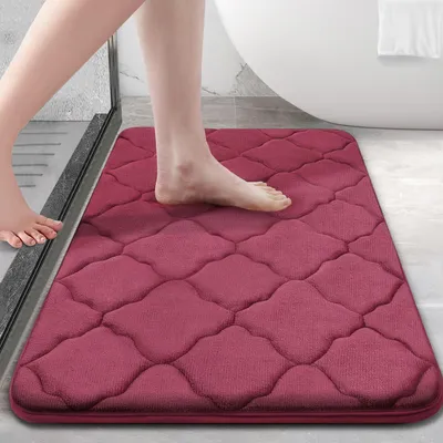 Image de Tapis de bain en mousse à mémoire de forme, antidérapant, 40x60 cm, couleur bordeaux