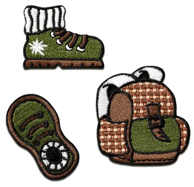 Produktbild von Set Bergsteiger Rucksack - Aufnäher, Bügelbild, Aufbügler, Applikationen, Patches, Flicken, Zum Aufbügeln, Größe: Verschiedene Größen