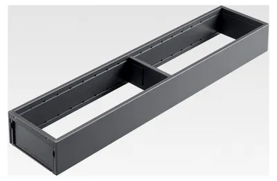 Produktbild von Schubladen-Organizer aus pulverbeschichtetem Stahl | geeignet für Küche, Bad und Wohnbereich | modular erweiterbar | 42×10×5 cm | mit Magnetplatte | Oriongrau