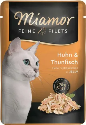 Produktbild von Miamor - Feine Filets Pouch 24x100g  |  Huhn & Thunfisch