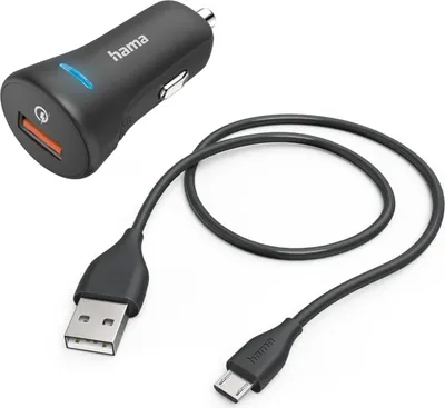 Produktbild von Hama Ladeset Auto-Schnellladegerät mit Ladekabel Micro-USB, 19,