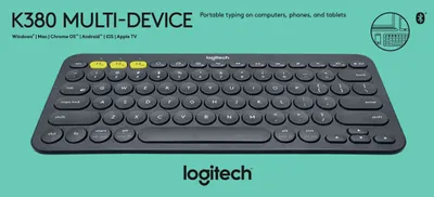 Produktbild von Logitech K380 Multi-Device, Mini, Kabellos, Bluetooth, QWERTZ, Graphit