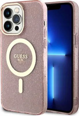 Produktbild von Guess, MagSafe Hülle iPhone 14 Pro Max Serie Glitter Gold, Rosa
