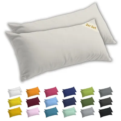 Produktbild von Lavea® 2er Set Seitenschläferkissen-Bezug 40x145 cm, 100% Baumwolle Jersey, YKK-Reißverschluss, Creme Naturweiß