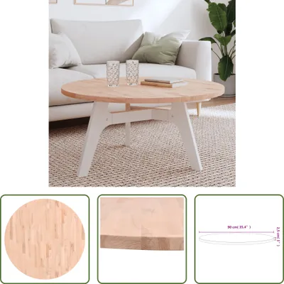 Produktbild von The Living Store Tischplatte Ø90x2,5 cm Rund Massivholz Buche