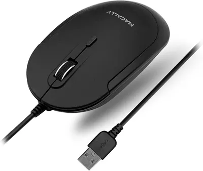 Productafbeelding van Stille, bedrade muis. Slanke en compacte USB-muis, ontworpen voor Apple Mac of Windows PC, laptop/desktop. Uitgerust met een optische sensor en een DPI-schakelaar
