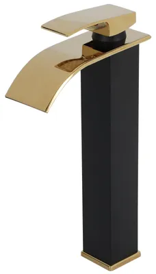 Immagine prodotto di Miscelatore per lavabo, nero e oro, a cascata, alto