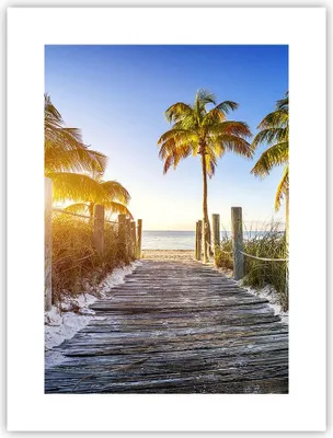 Produktbild von Poster - Poster ohne Rahmen - Strand Palmen Fußgängerbrücke - 30x40 cm - Wand Bild - Wanddeko - Wandbilder - Kunstposter - Wandposter - Bilder - Kunstdruck - Wandbild - P2XPA30x40-4171