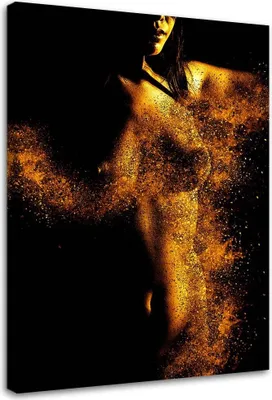Produktbild von Leinwandbild frau im goldstaub 80x120 cm Feeby gold wandbild bereit zum aufhängen