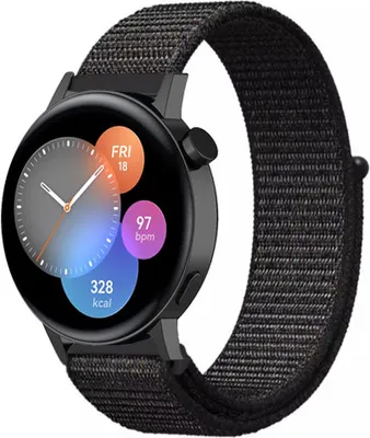 Produktbild von Strap-it Huawei Watch GT 3 42mm Nylonarmband (Schwarz)