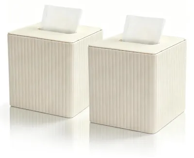 Productafbeelding van Zakdoekendoos - Leerlook - Set van 2