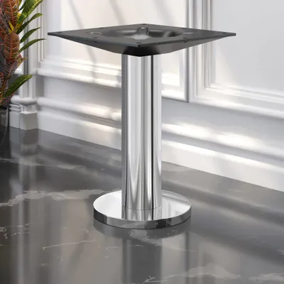 Produktbild von MILAN | Bistro Lounge Tischgestell | Schwarz | Fuß: Ø 18 cm | Säule: 7,6 x 46 cm | Bodenmontage | Tischgestell Rund, Tischbein Edelstahl