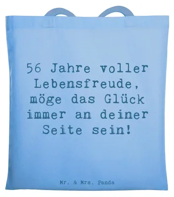 Produktbild von Mr. & Mrs. Panda Uni Tasche Spruch 56. Geburtstag - Sky Blue - Geschenk, Happy Birthday, Alter, Laptoptasche, Feier, Geschenkideen, Shopping, persönliche Geschenke