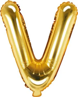Produktbild von Folienballon Buchstabe „V“, 35cm, gold (1 Karton / 50 Stück)