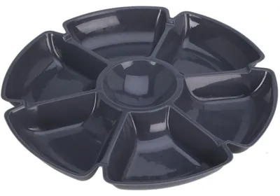 Produktbild von Excellent Houseware Servierplatte fur Snacks/chips - dunkelgrau - D29 cm - Fachschale - Kunststoff