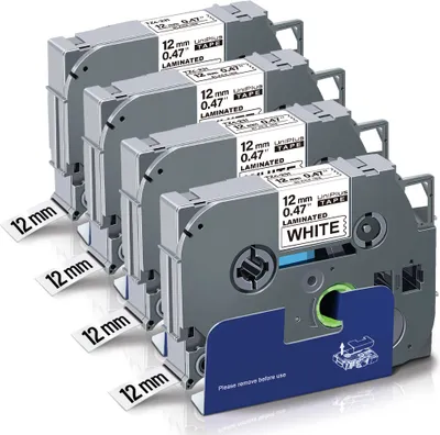 Produktbild von UniPlus 4x Kompatibel TZe 12mm Schriftband Ersatz für Brother P-Touch TZe-231  0.47 12mm Schwarz auf Weiß für Brother P-Touch H105 H110 H107B 1010 1000 D400VP D600 E100 Cube Plus