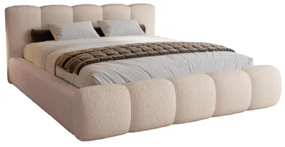 Obrázok produktu pre Čalúnená posteľ 180x200 cm Ravello – úložný priestor, rošt, hrubá pena – dvojposteľ, bouclé béžová