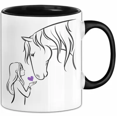 Produktbild von Pferde Tierliebhaber Mädchen Tasse Geschenk Lustige Geschenkidee Spruch (Schwarz)