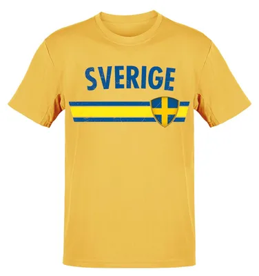 Produktbild von WM EM Fan Shirt Länder T-Shirt Fußball Fanartikel Herren Damen 100% Baumwolle Land wählen: Schweden Shirt Größe wählen: XL