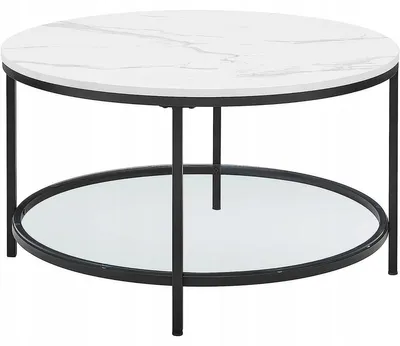 Produktbild von Runder Couchtisch mit weißer Marmoroptik und Stahl