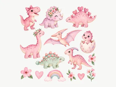 Samolepka na zeď Růžoví dinosauři: Design