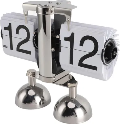 Image de Horloge digitale rétro à bascule Horloge de bureau à bascule mécanique alimentée par pile Décoration de bureau à domicile 2 pieds 12 heures Blanc