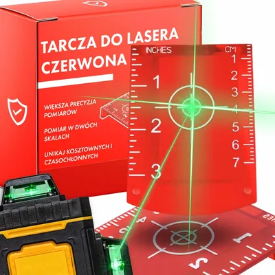 Produktbild von Laser-Zielscheibe für Kreuzlinienlaser, magnetisch mit Ständer, cm & Zoll Skala, rot — 6 Stück
