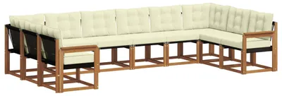 Imagen del producto de vidaXL Juego de sofás de exterior, 10 piezas, color natural y crema