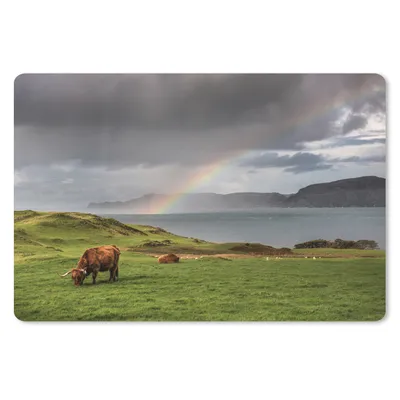 Produktbild von MuchoWow® Mauspad Mousepad Schottische Highlander - Gras - Wolken 27x18 cm - Mousepads - Maus Mat - Pad - Mausunterlage - Büroartikel - Desk Matten