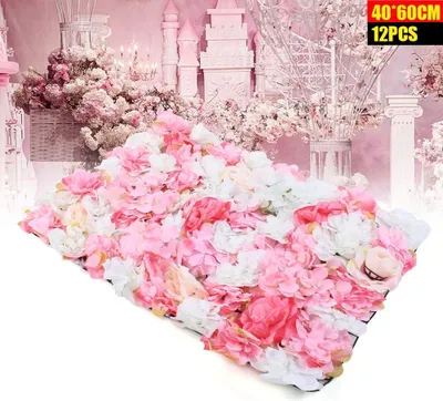 Produktbild von 12x Künstliche Blumenwand  Rosenwand DIY  Hintergrund  Dekoration   Seidenblume Kunstblumen Pflanzen Blumen  Hochzeit  Für Hochzeit Bühnen  40x60cm