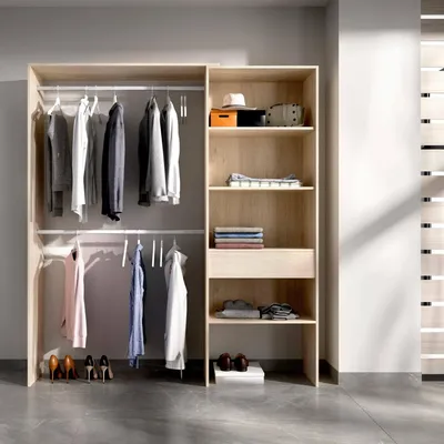 Immagine prodotto di Dmora Guardaroba Grande Fauno 40x187h cm Marrone Rovere, Appendiabiti un Cassetto