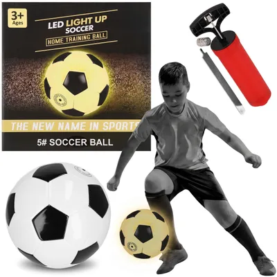 Produktbild von Leuchtender Fußball mit Pumpe, Trainingsball in Größe 5 für Kinder ab 3 Jahren