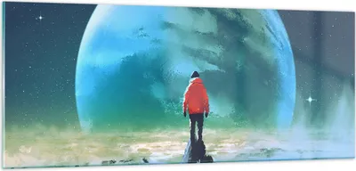 Produktbild von Bilder auf glas - Mann Planet - 100x40cm - Glasbilder - Wandbilder - Bilder - Kunstdruck - zum Aufhängen bereit - Wanddekoration aus Glas - Glas Bilder - Wandbild auf Glas - Einteilig - GAB100x40-3869