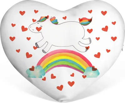 Produktbild von Mr. & Mrs. Panda Sofakissen Einhorn Regenbogen - Weiß - Geschenk, Unicorn, dekoartikel, Einhornpower, Valentinstags Kissen, Erwachsenwerden, Dekokissen, Liebeskissen