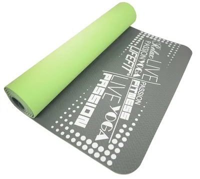 Zdjęcie produktu dla LIFEFIT® YOGA MAT TPE, 183x61x0,5cm, dwuwarstwowa, zielono-szara
