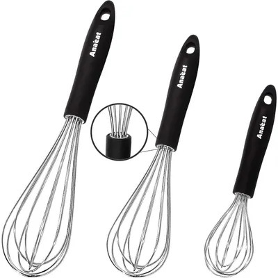 Productafbeelding van Set van 3 roestvrijstalen garde voor de keuken, in de maten 21 cm, 26 cm en 30 cm
