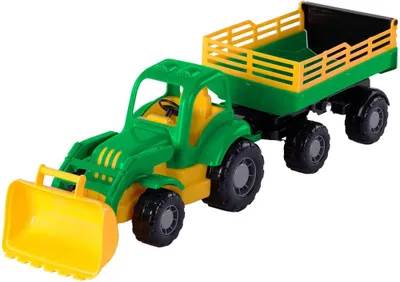 Produktbild von Klassischer Spielzeugtraktor mit Kippanhänger - 66cm Kunststoff