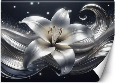 Produktbild von Vlies fototapete Natur silberne Blume 300x210 cm Feeby Silber inkl. Kleber einfache Montage