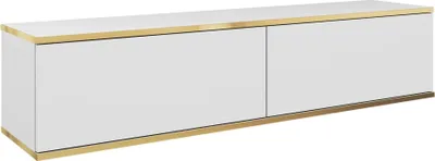Produktbild von MOEBLO TV-Board Dayn RTV 135 – Lowboard Fernsehtisch TV Bank TV Tisch Fernseher Tisch TV Möbel, RTV-Schrank mit goldenen Einsätzen, hängend (BxHxT): 135x30x32 cm - Weiß