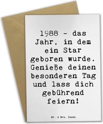 Produktbild von Mr. & Mrs. Panda Grußkarte Spruch 1988 Geburtstag - Weiß - Geschenk, Geburtstagsgeschenk, Glückwunsch, unvergesslich, Happy Birthday, dankeskarten, osterkarten, geboren