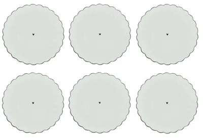 Produktbild von 6er Set Untertassen RUFFLE HEART mit schwarzen Herz 15,cm Bastion Collections