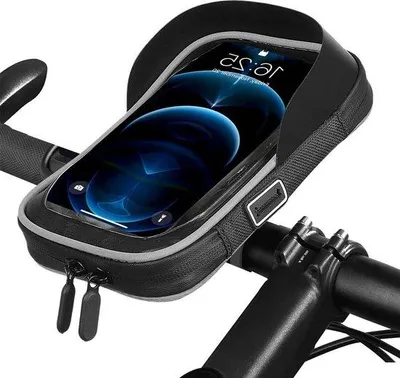 Produktbild von Universele fietstelefoonhouder mit Touchscreen, 360-Grad-Drehbar, Wasserdicht, für Fahrradlenker bis 65 Zoll