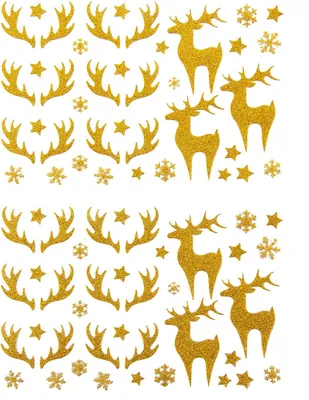 Produktbild von Oblique Unique 78 Weihnachts Sticker Xmas Glitzer Aufkleber für Weinachten Rentier uvm. Weihnachtsdeko - gold