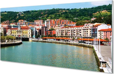 Produktbild von Glasbilder 120x60 Wandkunst Spanien Stadt Berg-Fluss