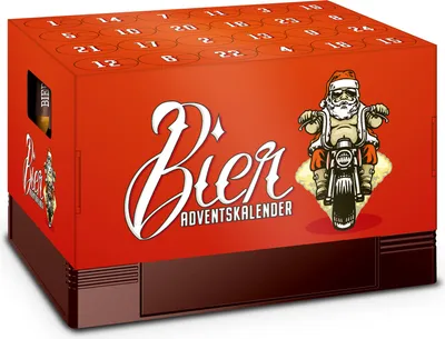 Produktbild von itenga Adventskalender für Bierkasten Motiv 2 Nikolaus auf Motorrad Bierkastenadventskalender