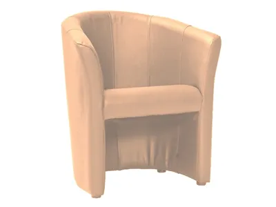 Image de Fauteuil en cuir - Beige - H 76 x L 67 x P 60 cm