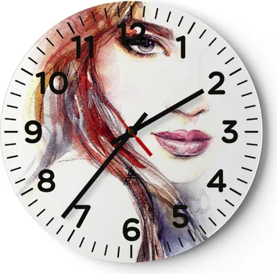 Produktbild von Wanduhr - Rund - Glasuhr - Dame perfekt Kleid Eleganz - 30x30cm - Schleichendes Uhrwerk - Lautlos - zum Aufhängen bereit - Dekoration Modern - Wanddekoration aus Glas - C4AR30x30-3135