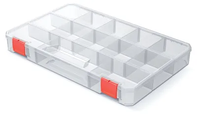 Produktbild von Werkzeug Organizer transparent mit Trennfächern 35,5 x 23,0 x 4,1